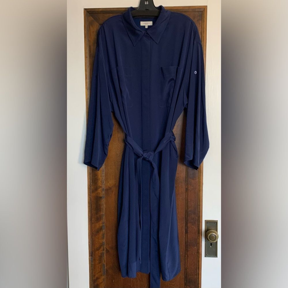 Lafayette 148 NY Silk Tab Sleeve Shirt Dress Excellent Condition